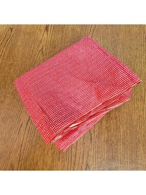 Vintage Red & White Gingham Seersucker Cotton Lightweight 39" x 93" Dresses